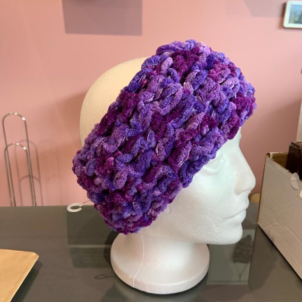 Purple Velvety Crochet Earwarmer/Headband